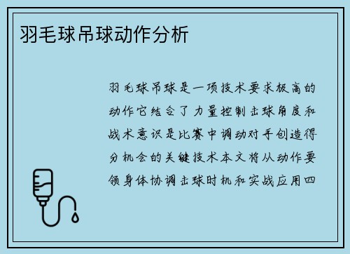 羽毛球吊球动作分析